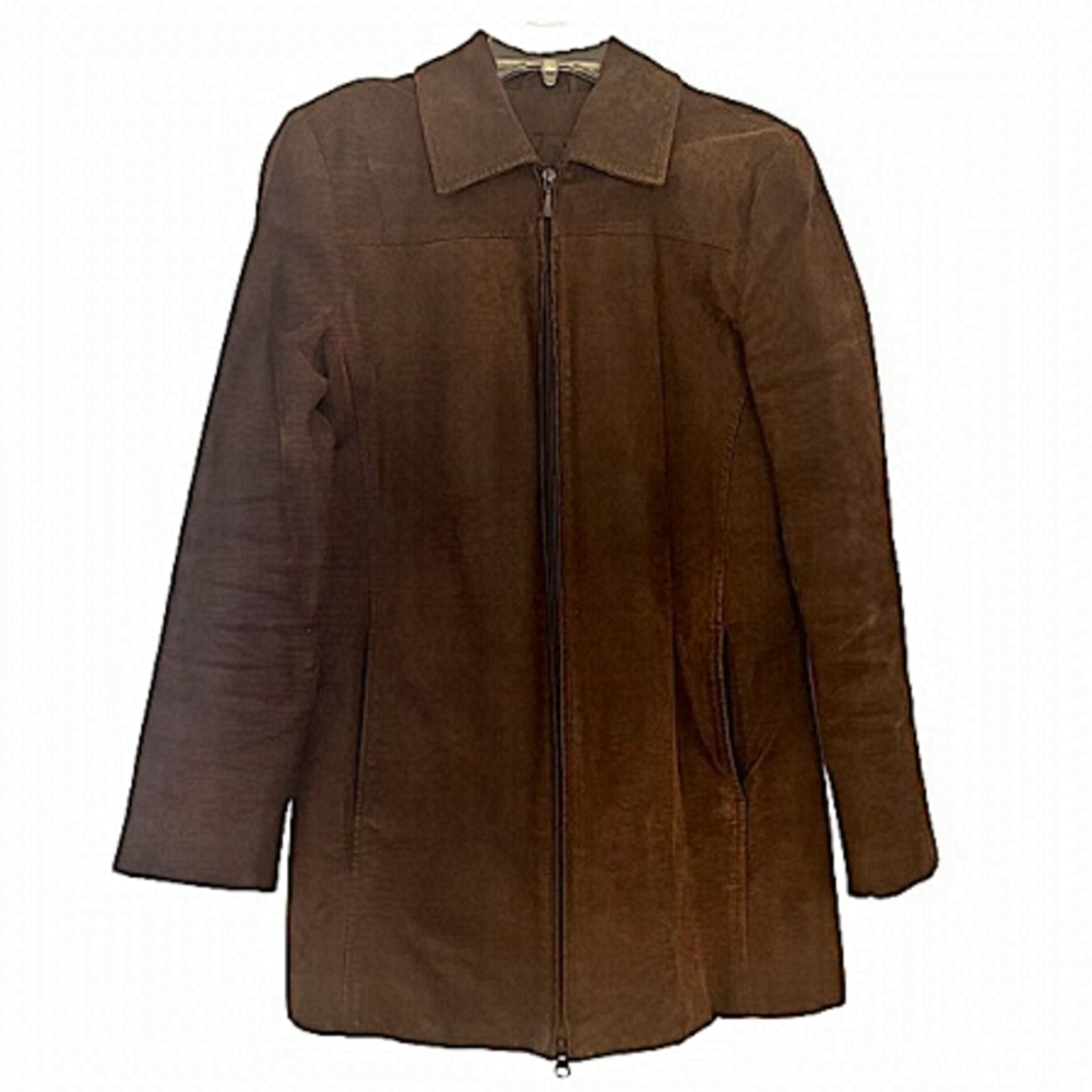Vintage Danier Canada Y2K Brown Brushed Leather Insulated Jacket (Size 6-8)